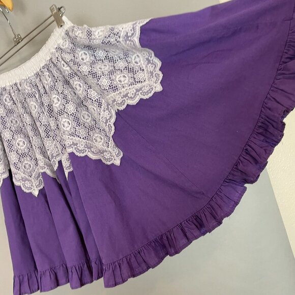 Handmade‎ Skirt Lace Purple White Elastic Waistband Country Line Dance Rodeo - Picture 10 of 10